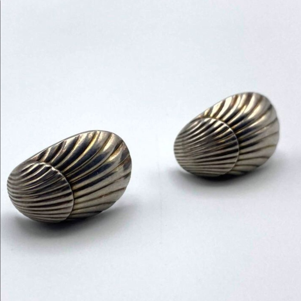 GEORG JENSEN #90 STERLING SILVER SHELL EARRINGS.